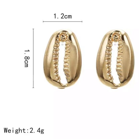 Gold Beach Boho Cowrie SeaShell Earrings (V3) - Picture 4 of 5